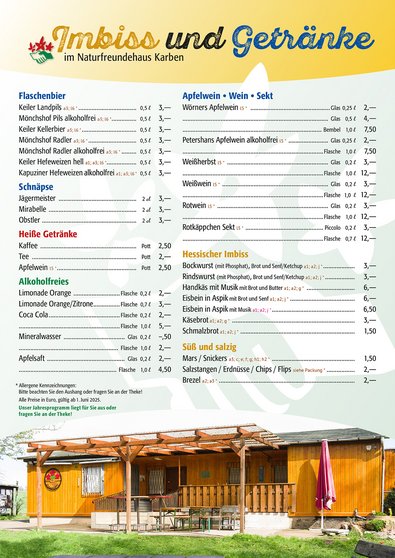 NaturFreunde Karben - Imbiss- und Getränkekarte
